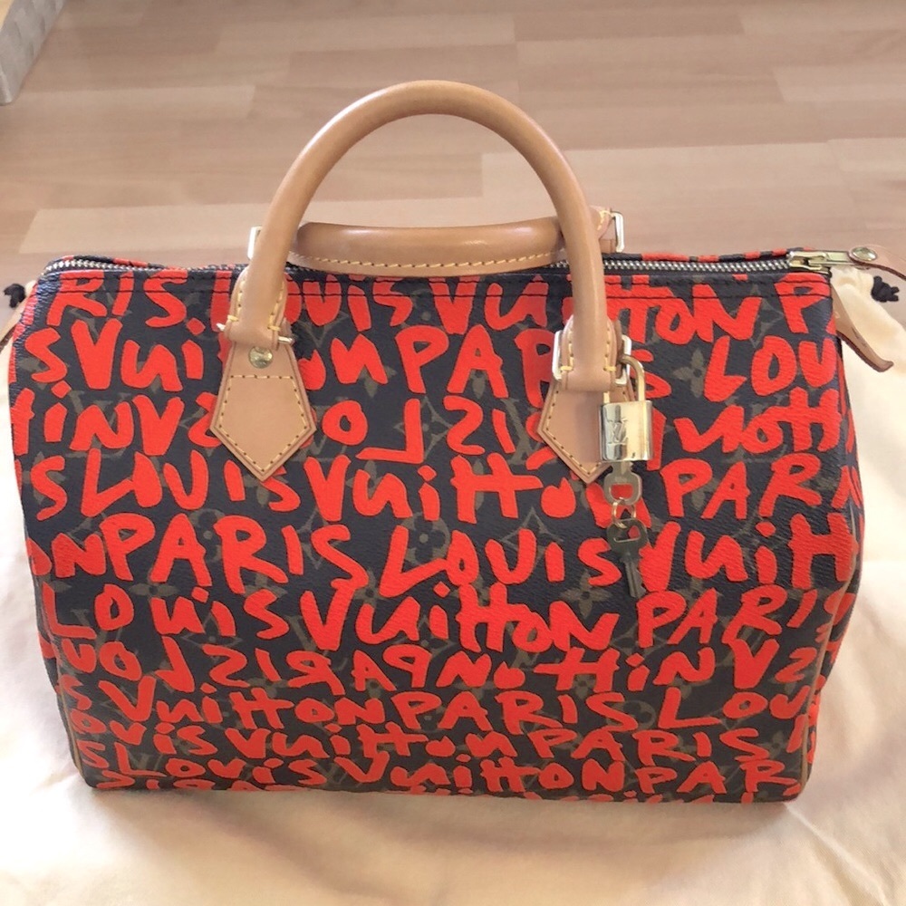 🌺🌺 STUNNING 🌺🌺 Louis Vuitton Stephen Sprouse Graffiti Speedy 30 Neon Orange